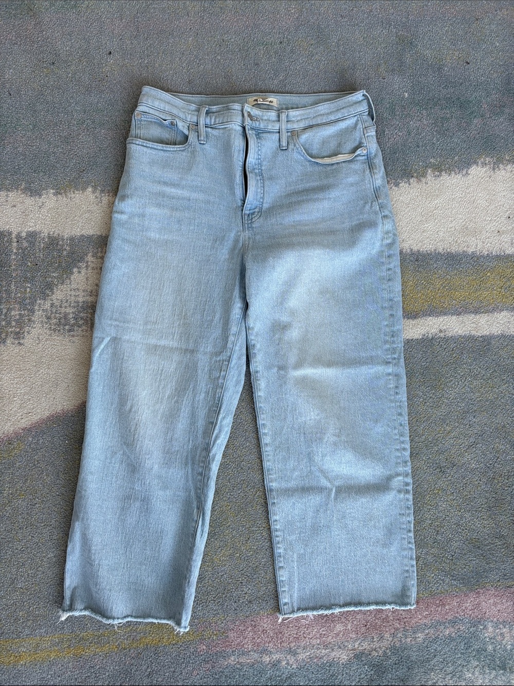 Madewell Perfect Vintage Wide Leg Crop Jeans | Ward Wash Raw Hem | Size 31